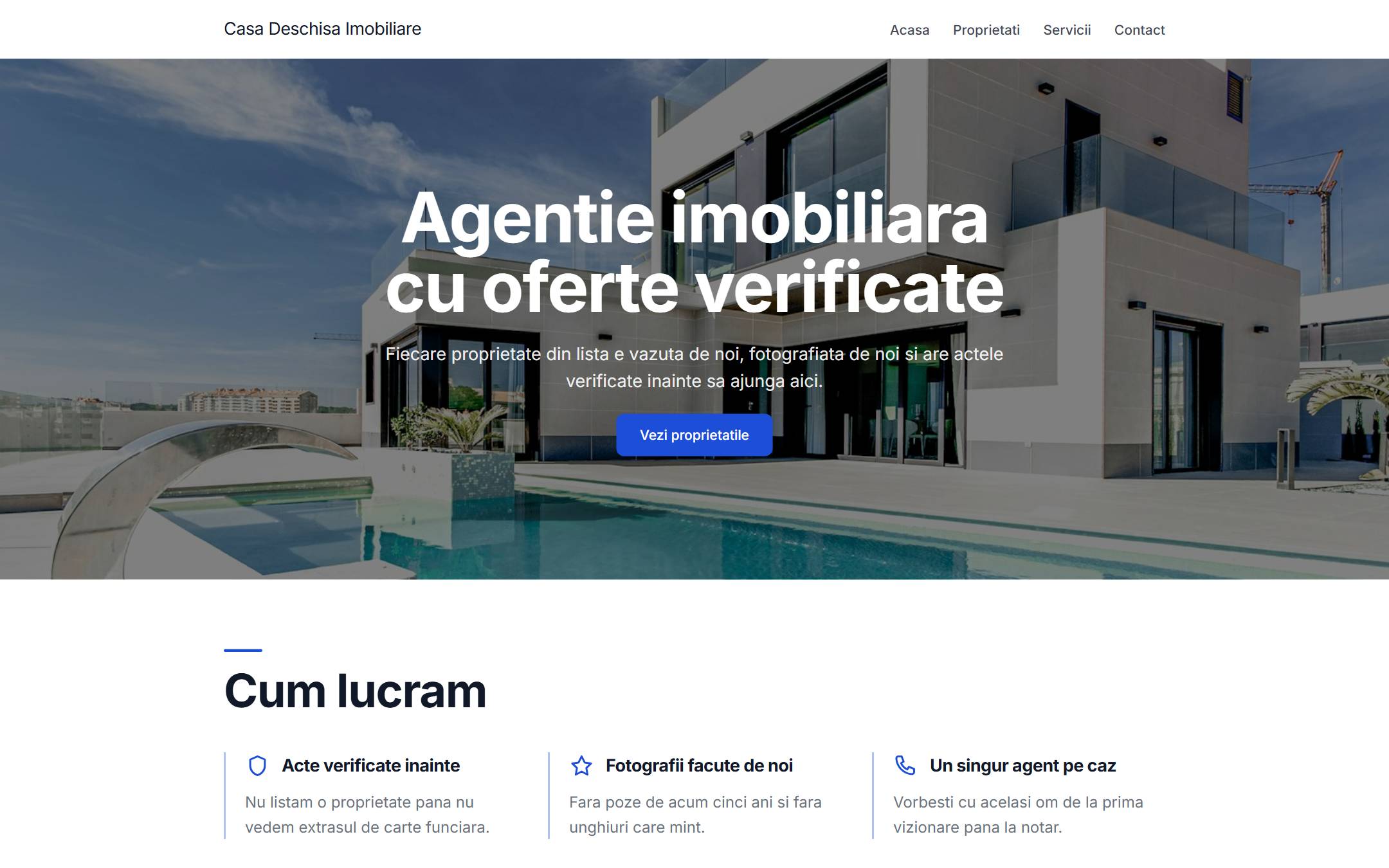 Pagina principala a sitului demo Casa Deschisa Imobiliare